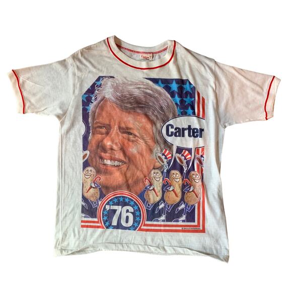 70s Jimmy Carter Campaign Shirt | RARE 1976 Graphic - Picture 1 of 8